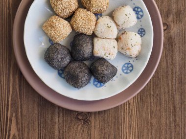 Asya gıda susam yapışkan pirinç keki, siyah susam yapışkan pirinç keki ve ballcake pirinç 