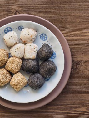 Asya gıda susam yapışkan pirinç keki, siyah susam yapışkan pirinç keki ve ballcake pirinç 