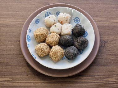Asya gıda susam yapışkan pirinç keki, siyah susam yapışkan pirinç keki ve ballcake pirinç 