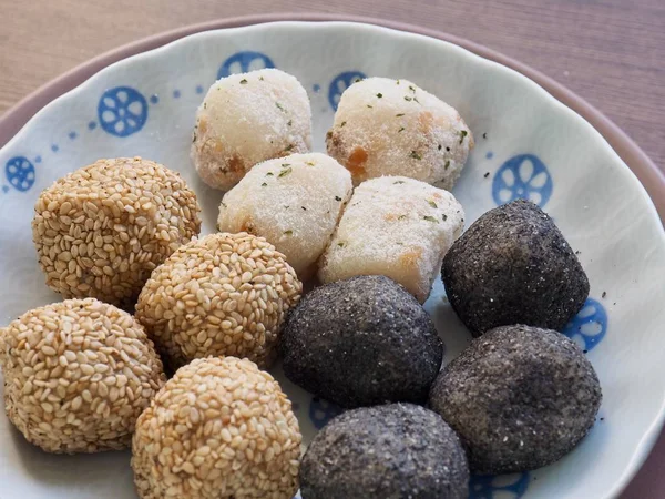Asya gıda susam yapışkan pirinç keki, siyah susam yapışkan pirinç keki ve ballcake pirinç 