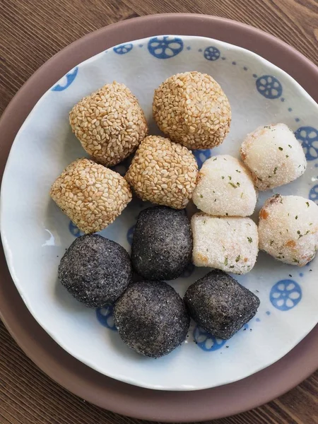 Makanan Asia Sesame Kue Beras Ketan Kue Beras Ketan Wijen — Stok Foto