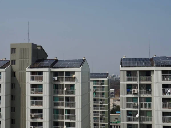 Apartment South Korea Solar Panels — Stock Photo, Image