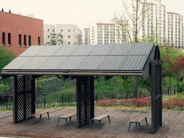 Υπόλοιπο Εγκαταστάσεις Εξοπλισμένες Ηλιακούς Συλλέκτες Κορέα — Φωτογραφία Αρχείου