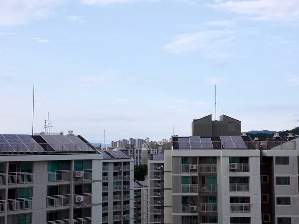 Apartamento Coreia Sul Com Painéis Solares — Fotografia de Stock