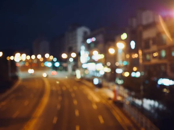 Centro Città Notte Strada Bokeh Mancata Messa Fuoco — Foto Stock