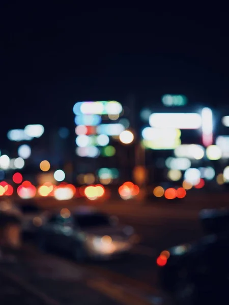 Centrum Města Noc Ulice Bokeh Vynechal Zaměření — Stock fotografie