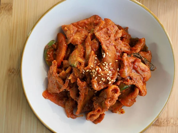 Comida Coreana Jeyuk Bokkeum Salteado Spicypork —  Fotos de Stock