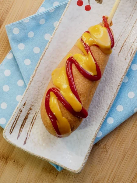 Ketchup Salsa Senape Sugli Hot Dog — Foto Stock