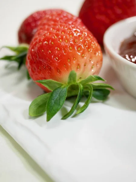 Fresh Strawberries Strawberry Jam — Stock Photo, Image