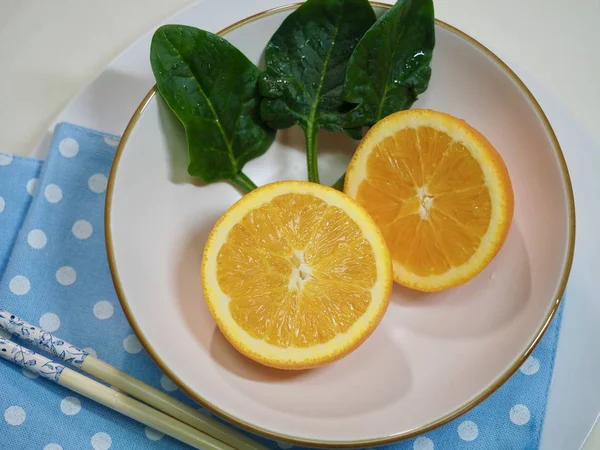 Naranja Espinacas Tazón Cerámica — Foto de Stock