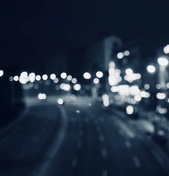 City Center Night Street Bokeh Missed Focus — Stock Photo, Image