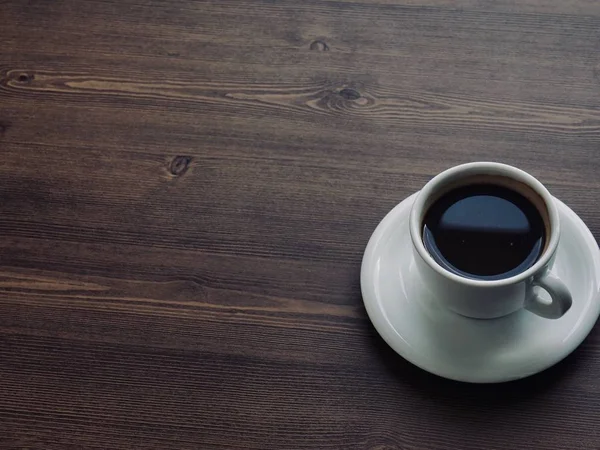 Fond Planche Bois Avec Café — Photo