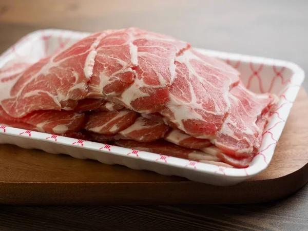 Корейская Еда Свежее Мясо Свинины Мясо Свиной Шеи — стоковое фото