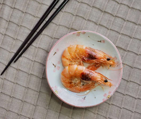 Aziatisch Eten Gegrilde Garnalen — Stockfoto