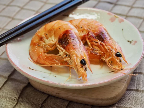 Aziatisch Eten Gegrilde Garnalen — Stockfoto