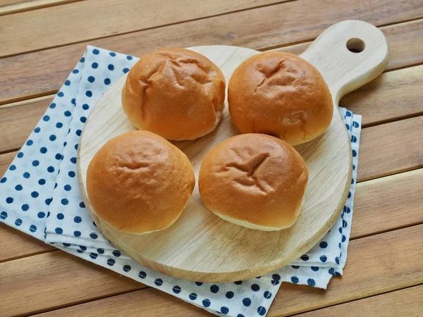 Tavola Legno Pane Del Mattino Pasticceria — Foto Stock