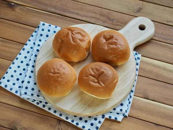 Tavola Legno Pane Del Mattino Pasticceria — Foto Stock