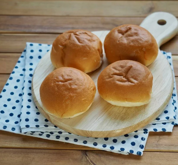 Tavola Legno Pane Del Mattino Pasticceria — Foto Stock