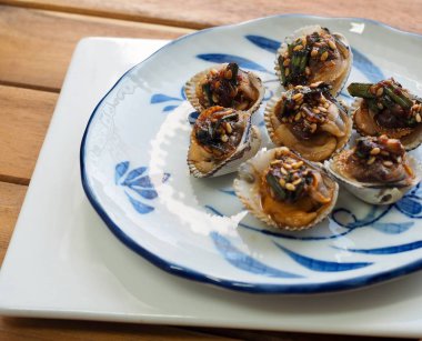 Kore yemeği cockle soya sosu baharat