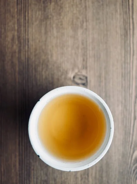 Чай Деревянных Досках Фарфоровых Чашках Черный Чай — стоковое фото
