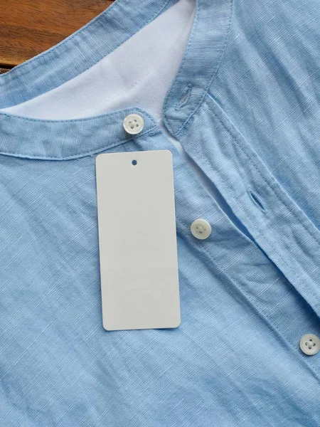 Blue linen shirt and Clothing label , summer clothing