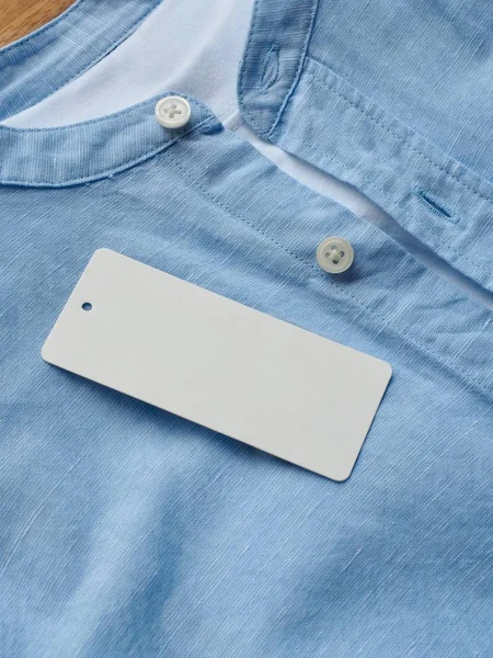 Blue linen shirt and Clothing label , summer clothing