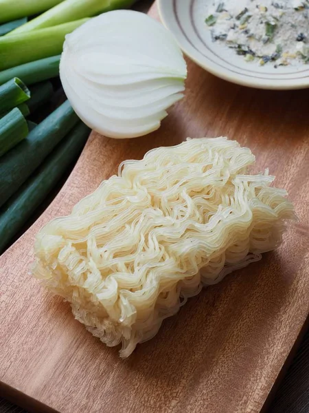 Alimentos Asiáticos Macarrão Arroz Legumes — Fotografia de Stock