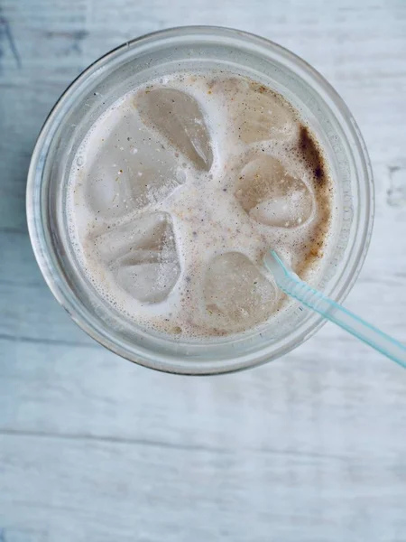 Korean Traditional Drink Ice Mixed Grain Powder Latte — Stok Foto