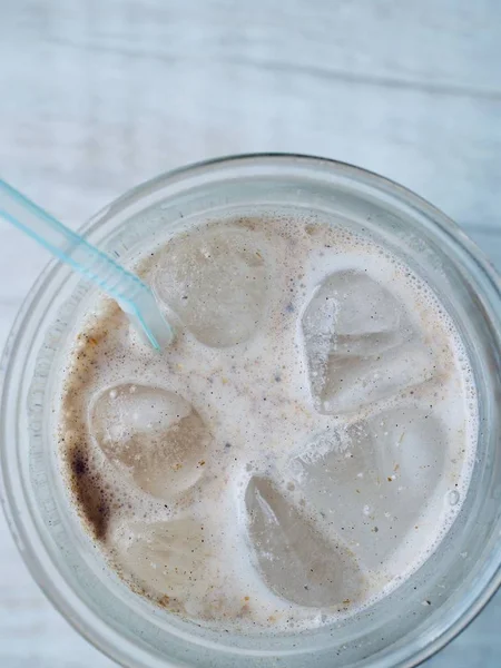 Korean Traditional Drink Ice Mixed Grain Powder Latte — Stok Foto