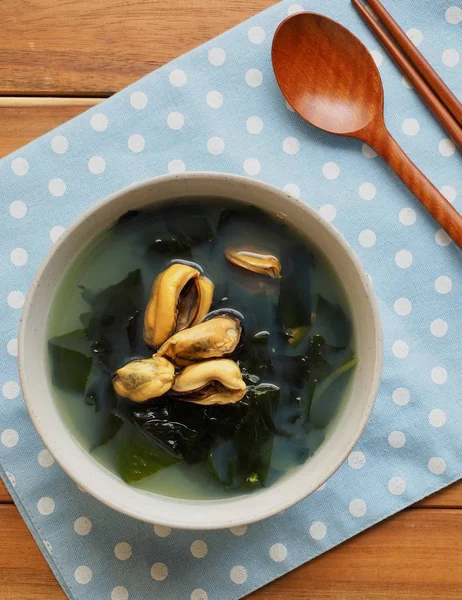 Comida Coreana Mejillones Sopa Algas — Foto de Stock