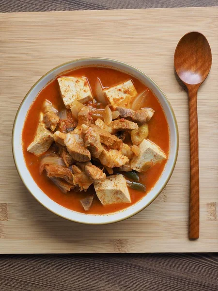 Koreanisches Essen Kimchi Eintopf Kimchi Jjigae — Stockfoto