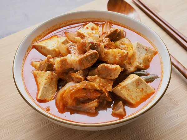 Makanan Korea Kimchi Rebus Kimchi Jjigae — Stok Foto