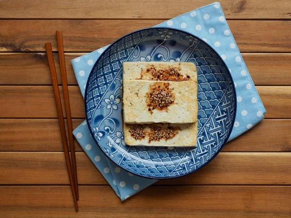 Comida Asiática Tofu Parrilla Salsa Soja — Foto de Stock