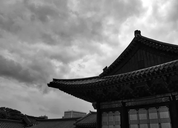 Корея Традиційного Палацу Changdeok Палац Чорно Біле Фото — стокове фото