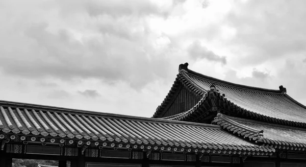 Palacio Tradicional Corea Palacio Changdeok Foto Blanco Negro —  Fotos de Stock