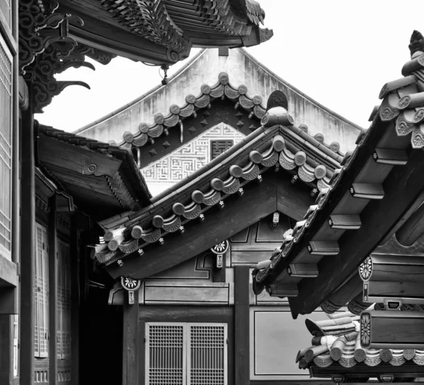 Korea Traditional Palace Changdeok Palace Black White Photo — Stock Photo, Image