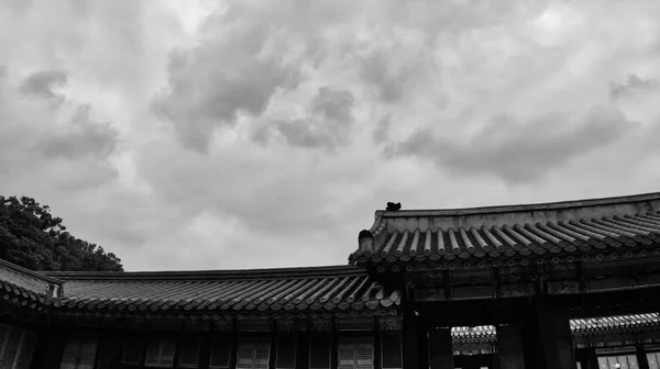 韓国の伝統宮殿Changdeok Palace Black Whiteの写真 — ストック写真