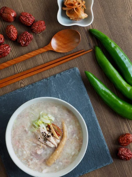 Koreaans Voedsel Chickenriceporridge Dakjuk — Stockfoto