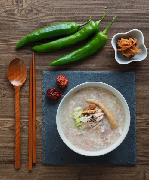 Korejské Jídlo Chickenriceporridge Dakjuk — Stock fotografie