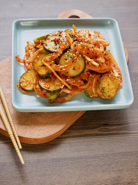 Comida Coreana Pepino Verduras Ensalada Pepino Con Verduras — Foto de Stock