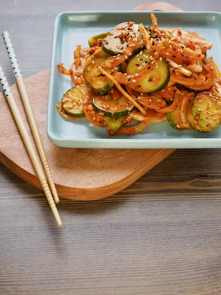 Comida Coreana Pepino Verduras Ensalada Pepino Con Verduras — Foto de Stock