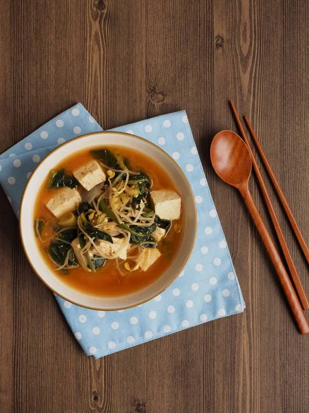 Koreanische Lebensmittel Spinat Und Sojasprossen Suppe Aus Sojabohnenpaste — Stockfoto
