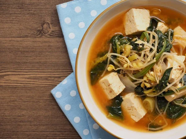 Koreanska Mat Spenat Och Böngroddar Sojabönor Pasta Soppa — Stockfoto