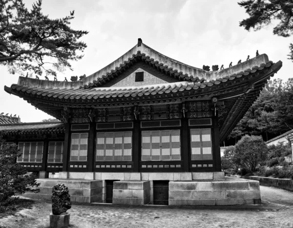 Koreaanse Traditionele Paleis Changdeok Palace Zwart Wit Foto — Stockfoto