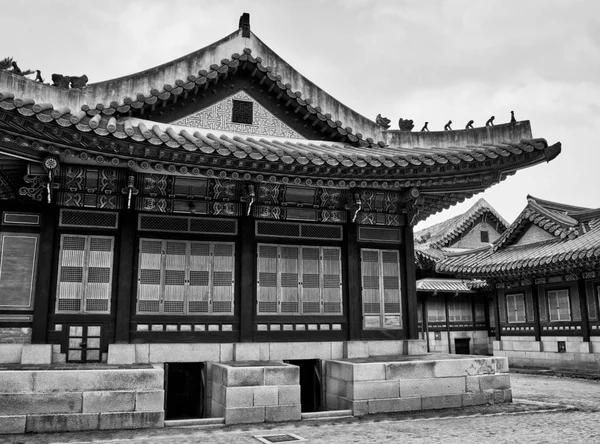 Palácio Tradicional Coreia Changdeok Palace Fotos Preto Branco — Fotografia de Stock