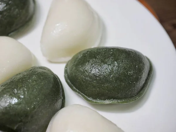 Comida Coreana Songpyeon Bolo Arroz Forma Meia Lua — Fotografia de Stock