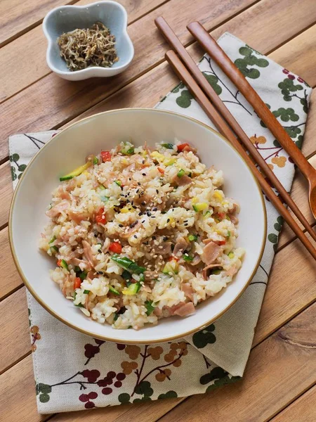 Nourriture Asiatique Riz Frit Aux Légumes — Photo