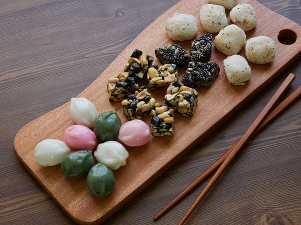 Koreai Hagyományos Édességek Kekszek Honey Rizs Torta Nyálas Rizs Torta — Stock Fotó