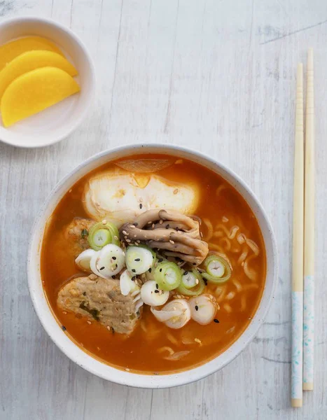 Asian Food Ramen Instant Ramen Pickled Radish — Stock Photo, Image