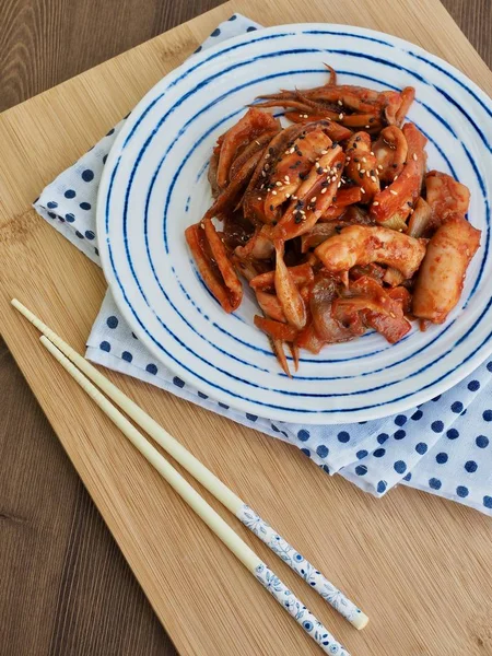 Calamares Fritos Comida Coreana Comida Picante —  Fotos de Stock